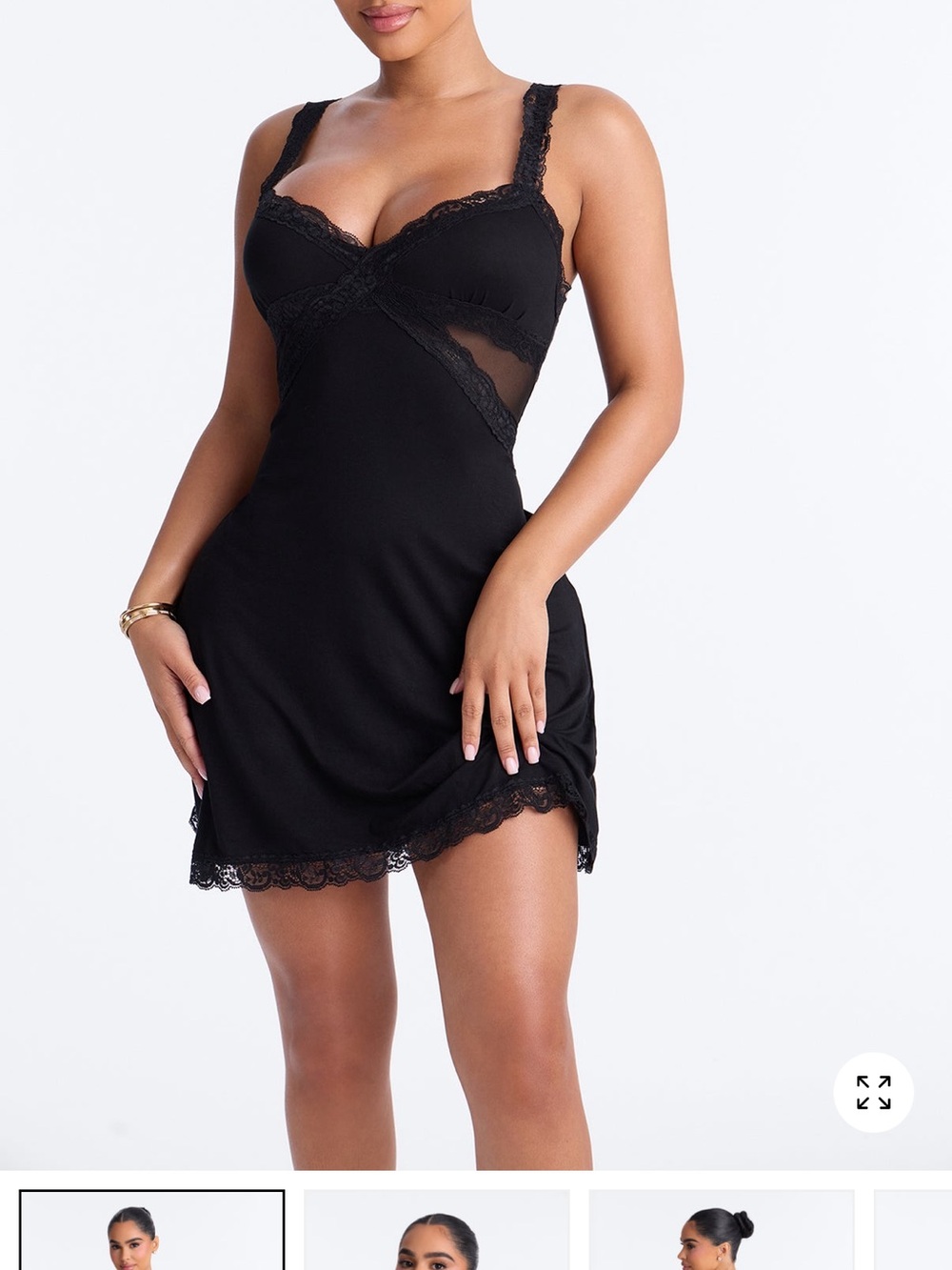 Fashion Nova Black Lace-Trim Chemise